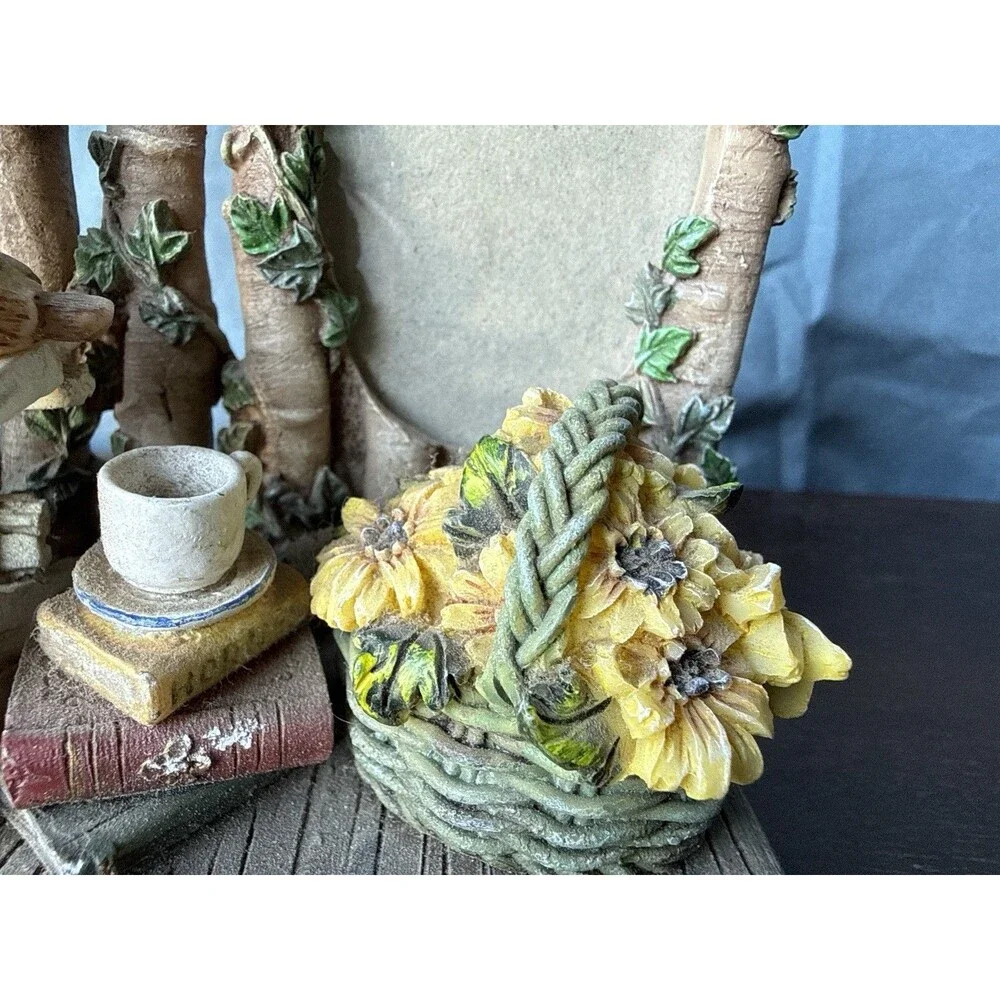 Dezine Country Garden 3D Photo Picture Frame Sunflower Birds 5.5” Tall